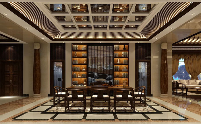 古典中式總裁辦公室裝修設(shè)計效果圖