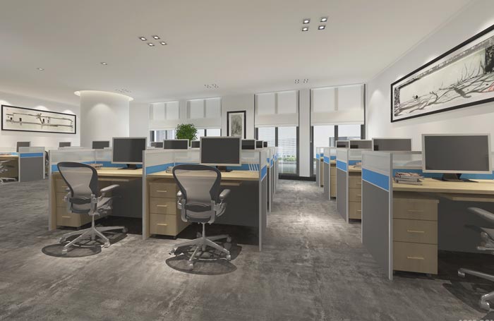 中式風格辦公室辦公區域裝修設計效果圖