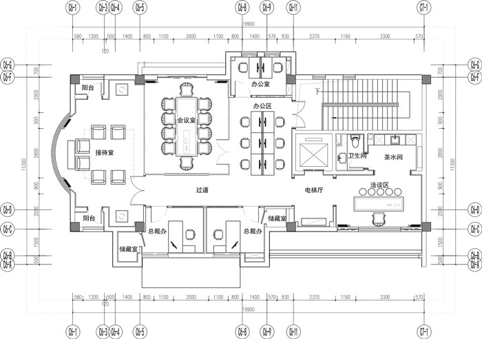 新中式辦公室設計平面圖