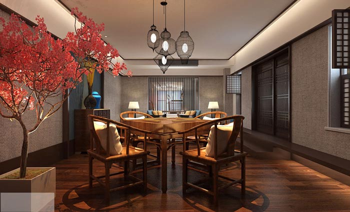 中式辦公室休息區設計裝修效果圖