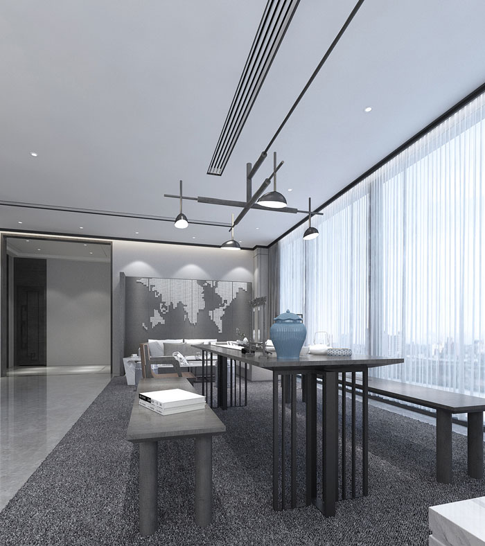 禪意辦公室辦公區裝修設計效果圖