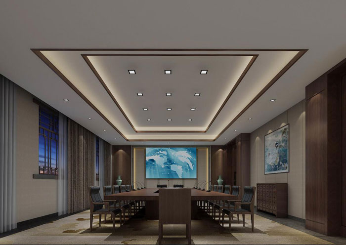 中式風(fēng)格辦公會所會議室裝修設(shè)計(jì)方案