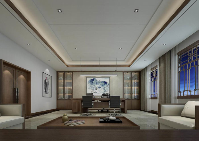 中式風(fēng)格辦公會所總經(jīng)理辦公室裝修設(shè)計(jì)方案