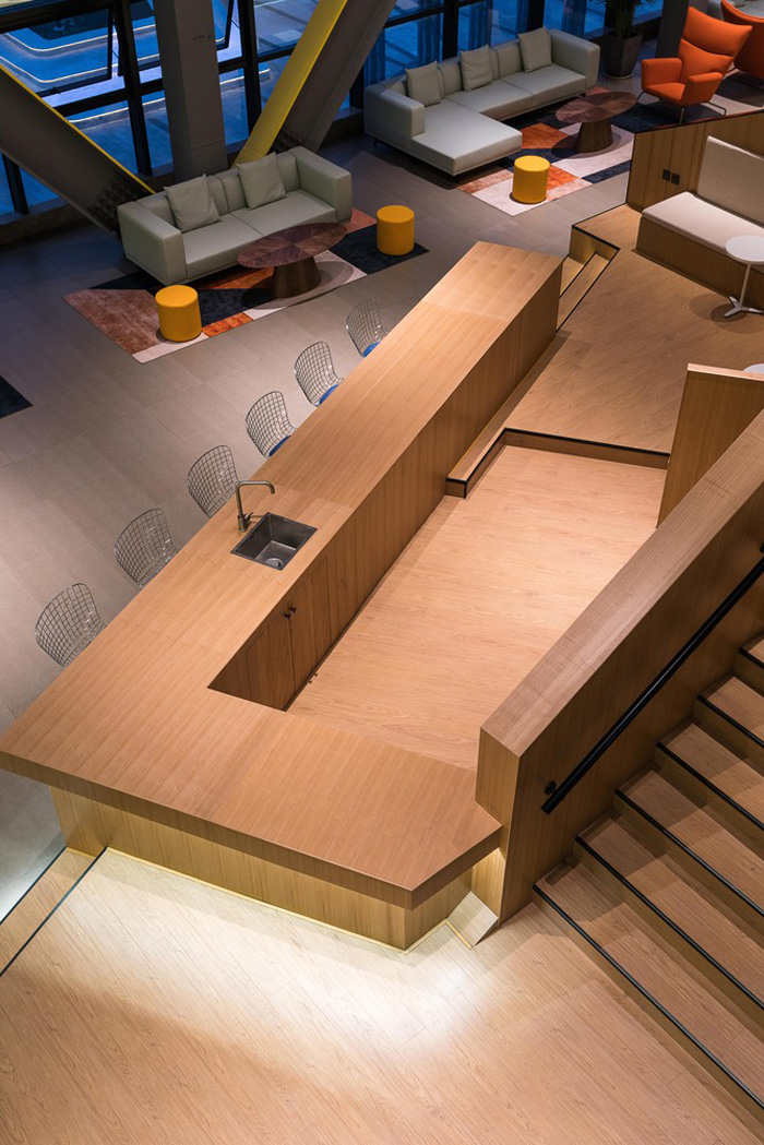 聯(lián)合辦公吧臺(tái)俯視裝修設(shè)計(jì)效果圖