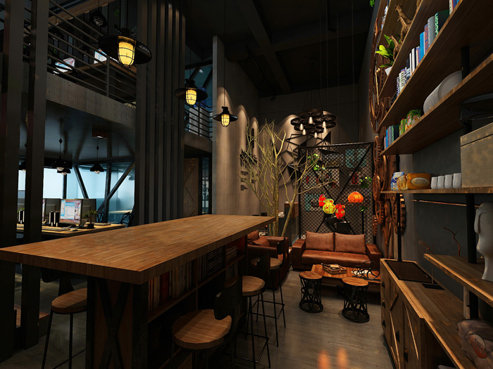 loft閣樓辦公室交流區裝修設計效果圖