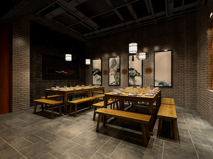 火鍋店餐區(qū)裝修設(shè)計效果圖