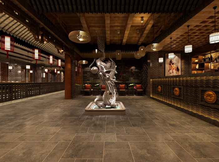 火鍋店前廳裝修設(shè)計效果圖