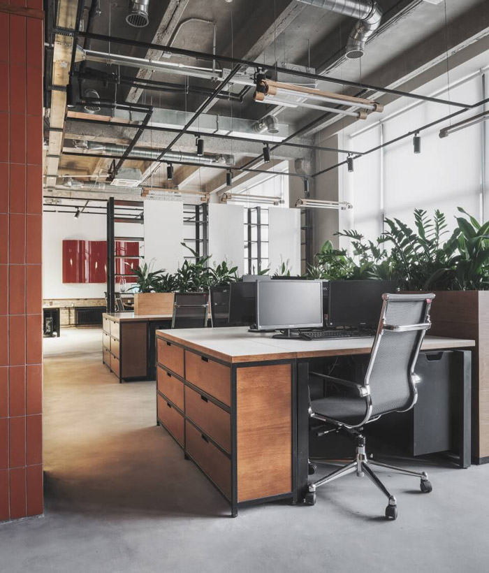 包豪斯風格辦公室辦公區裝修設計效果圖