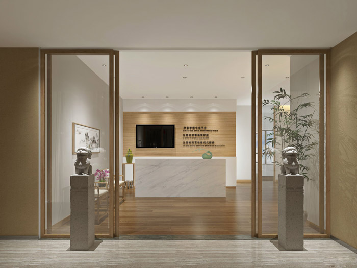 財富管理公司辦公室前臺裝修設(shè)計效果圖