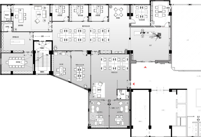 商務(wù)大廈辦公室裝修設(shè)計平面圖
