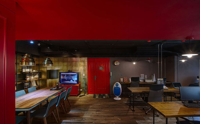 復(fù)古辦公室進(jìn)門(mén)區(qū)設(shè)計(jì)效果圖