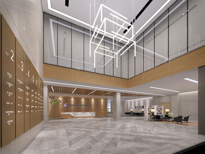 杭州環(huán)保公司辦公室前臺裝修設(shè)計效果圖